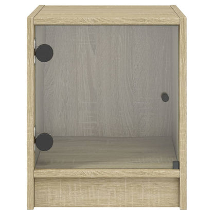 Sonoma Oak Bedside Cabinets with Glass Doors, 2 Pcs, 35x37x42 cm