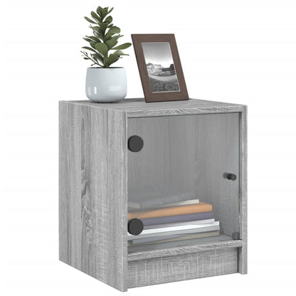 Grey Sonoma Bedside Cabinet with Glass Door, 35x37x42 cm