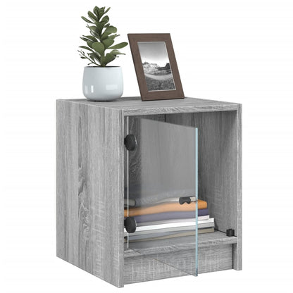 Grey Sonoma Bedside Cabinet with Glass Door, 35x37x42 cm