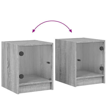 Grey Sonoma Bedside Cabinet with Glass Door, 35x37x42 cm