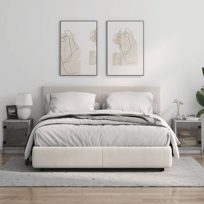 Grey Sonoma Bedside Cabinets with Glass Doors - Set of 2, 35x37x42 cm