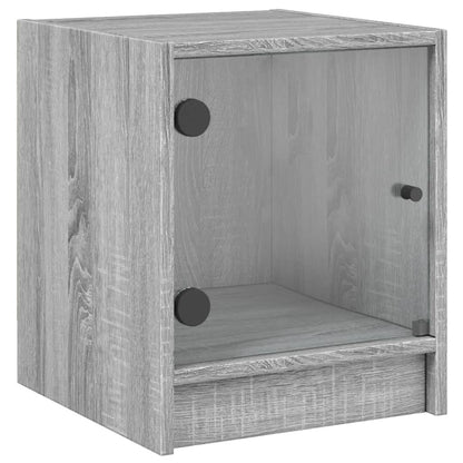 Grey Sonoma Bedside Cabinets with Glass Doors - Set of 2, 35x37x42 cm