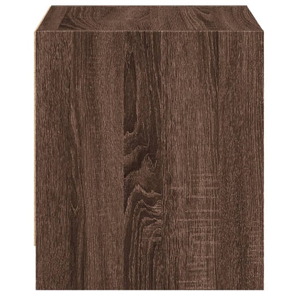 Brown Oak Bedside Cabinets with Glass Doors - Set of 2, 35x37x42 cm