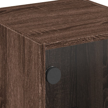 Brown Oak Bedside Cabinets with Glass Doors - Set of 2, 35x37x42 cm