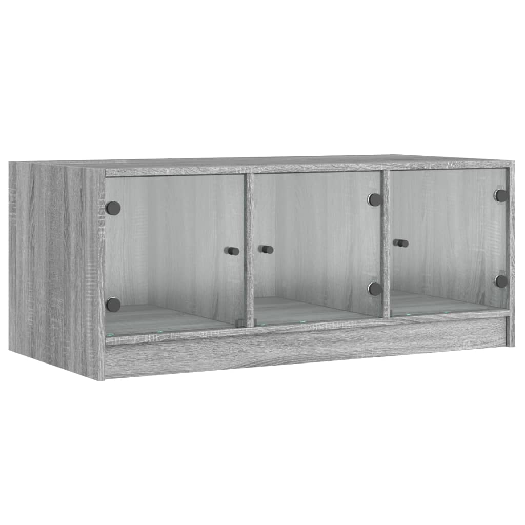 Coffee Table with Glass Doors Grey Sonoma 102x50x42 cm