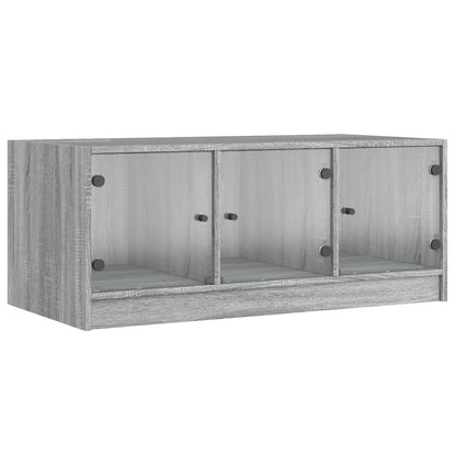Coffee Table with Glass Doors Grey Sonoma 102x50x42 cm