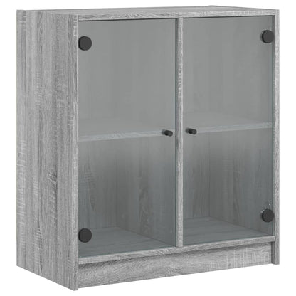 Side Cabinet with Glass Doors Grey Sonoma 68x37x75.5 cm