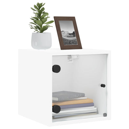 White Bedside Cabinets with Glass Doors Set of 2 - Elegant Storage