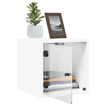 White Bedside Cabinets with Glass Doors Set of 2 - Elegant Storage
