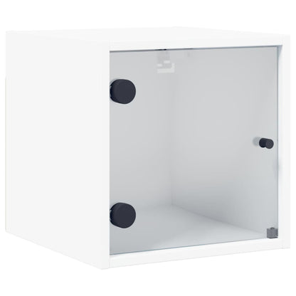 White Bedside Cabinets with Glass Doors Set of 2 - Elegant Storage