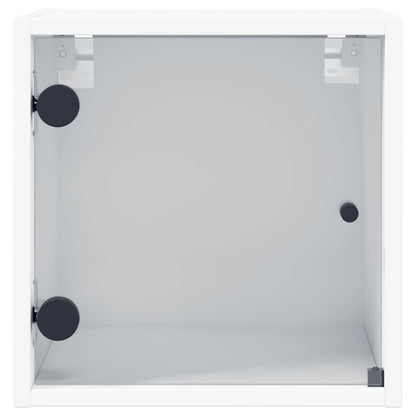 White Bedside Cabinets with Glass Doors Set of 2 - Elegant Storage