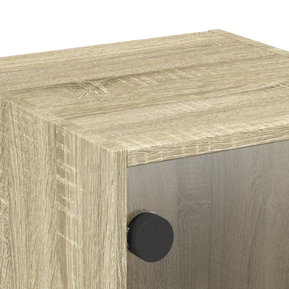 Sonoma Oak Bedside Cabinet with Glass Door 35x37x35 cm