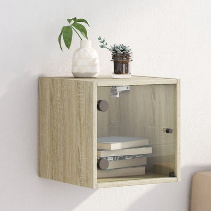 Sonoma Oak Bedside Cabinet with Glass Door 35x37x35 cm