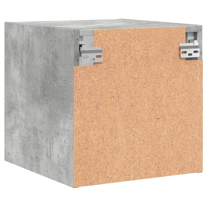 Concrete Grey Glass Door Bedside Cabinet - 35x37x35 cm