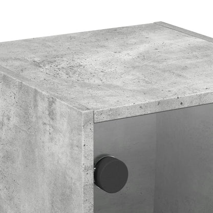 Concrete Grey Bedside Cabinets with Glass Doors, 2pcs, 35x37x35cm