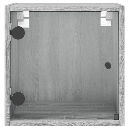 Grey Sonoma Bedside Cabinet with Glass Door, 35x37x35 cm