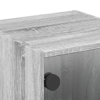 Grey Sonoma Bedside Cabinet with Glass Door, 35x37x35 cm