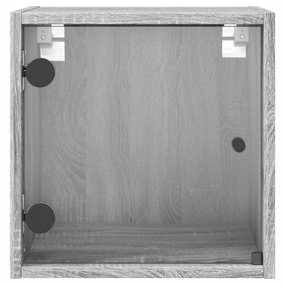 Grey Sonoma Bedside Cabinets with Glass Doors 2pcs - 35x37x35 cm