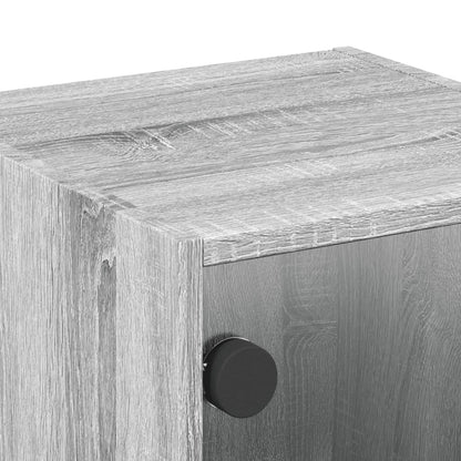 Grey Sonoma Bedside Cabinets with Glass Doors 2pcs - 35x37x35 cm