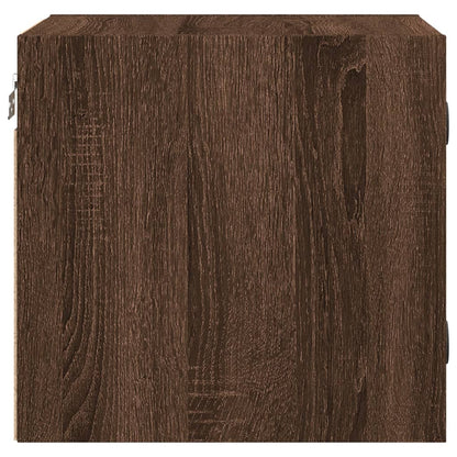 Brown Oak Bedside Cabinet w/ Glass Door - 35x37x35 cm