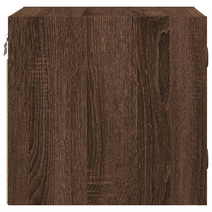 Brown Oak Bedside Cabinets with Glass Doors - Set of 2, 35x37x35 cm
