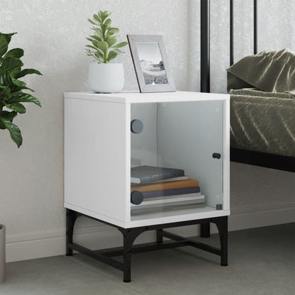 White Bedside Cabinet with Glass Door, 35x37x50 cm, Stylish Storage