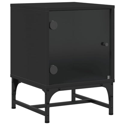Black Bedside Cabinets with Glass Doors 2 pcs - 35x37x50 cm