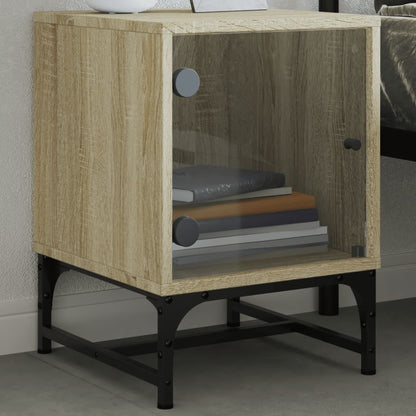 Sonoma Oak Bedside Cabinets with Glass Doors, 2 pcs, 35x37x50 cm