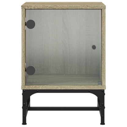 Sonoma Oak Bedside Cabinets with Glass Doors, 2 pcs, 35x37x50 cm