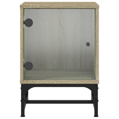 Sonoma Oak Bedside Cabinets with Glass Doors, 2 pcs, 35x37x50 cm