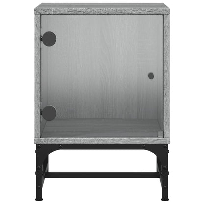 Grey Sonoma Bedside Cabinet with Glass Door - 35x37x50 cm
