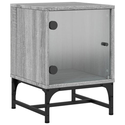 Modern Grey Sonoma Bedside Cabinets with Glass Doors - Set of 2