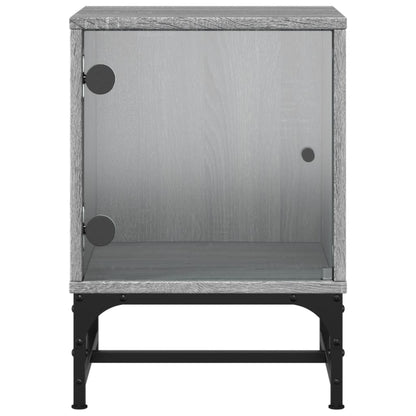 Modern Grey Sonoma Bedside Cabinets with Glass Doors - Set of 2