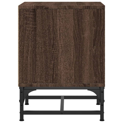 Brown Oak Bedside Cabinets 2pcs with Glass Doors - 35x37x50 cm
