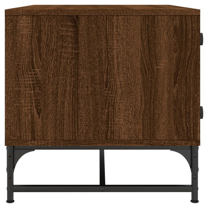 Coffee Table with Glass Doors Brown Oak 68.5x50x50 cm