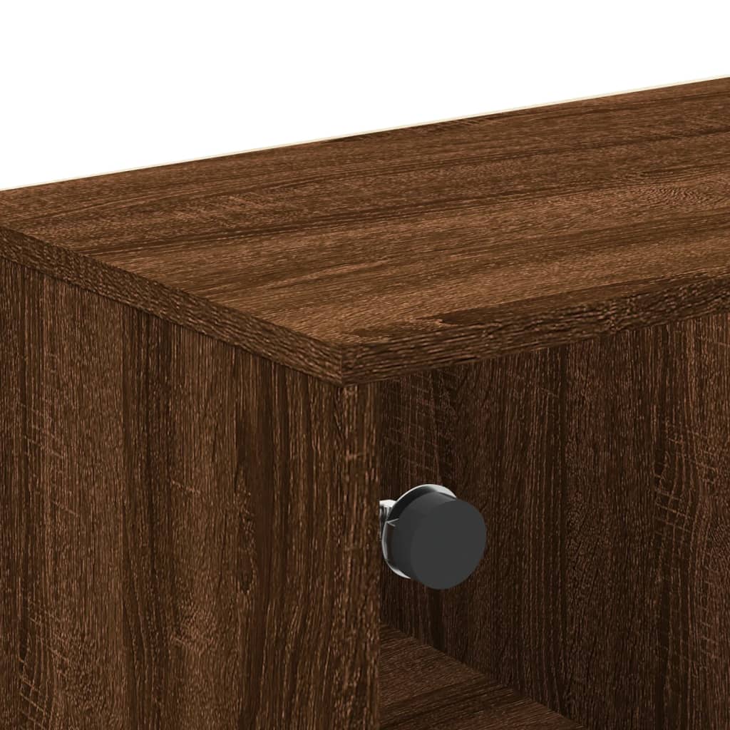 Coffee Table with Glass Doors Brown Oak 68.5x50x50 cm