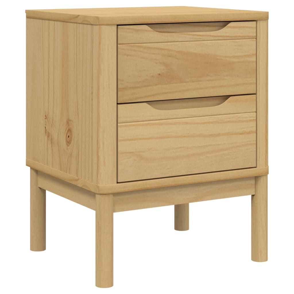 FLORO Bedside Cabinet, Solid Pine Wood, Wax Brown, 45x39x57 cm