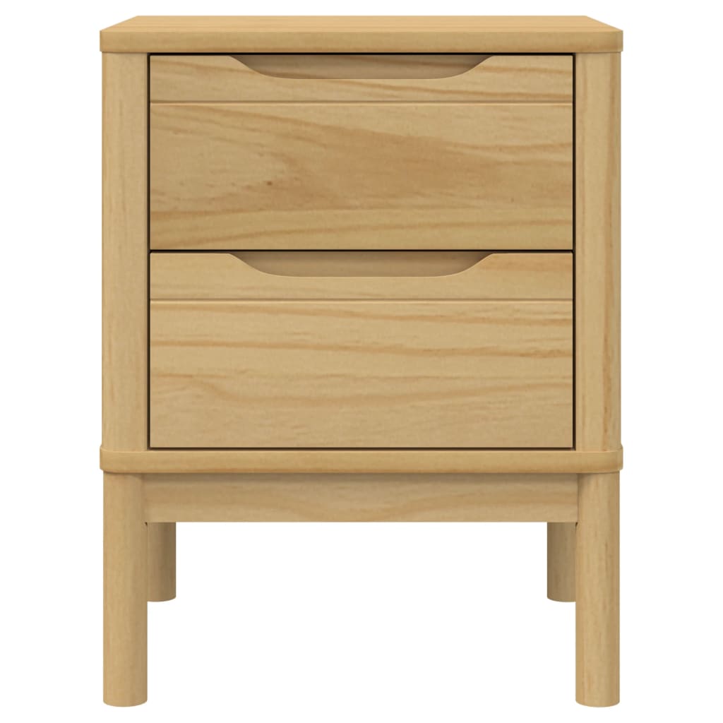 FLORO Bedside Cabinet, Solid Pine Wood, Wax Brown, 45x39x57 cm