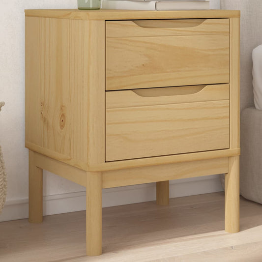 FLORO Bedside Cabinet, Solid Pine Wood, Wax Brown, 45x39x57 cm