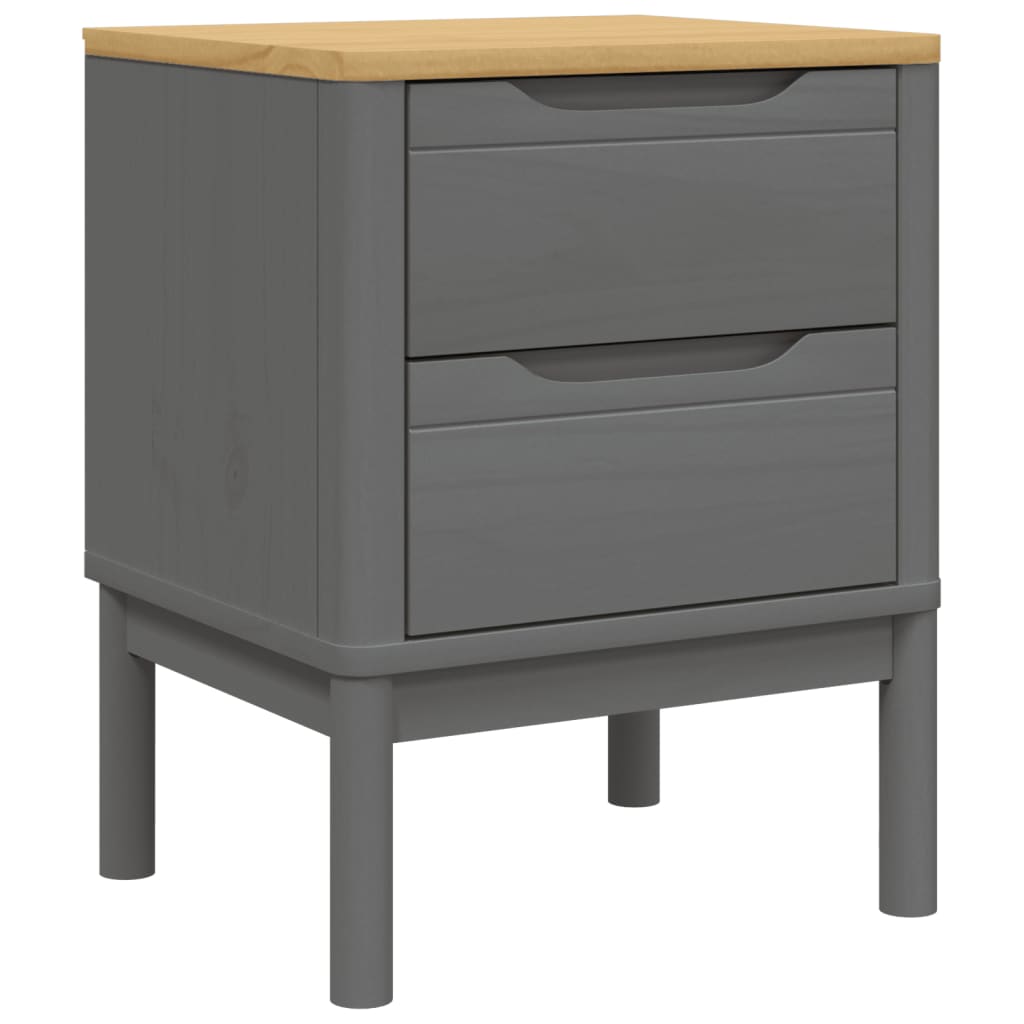 Solid Pine Bedside Cabinet FLORO in Grey, 45x39x57 cm