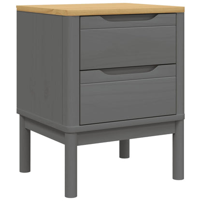 Solid Pine Bedside Cabinet FLORO in Grey, 45x39x57 cm