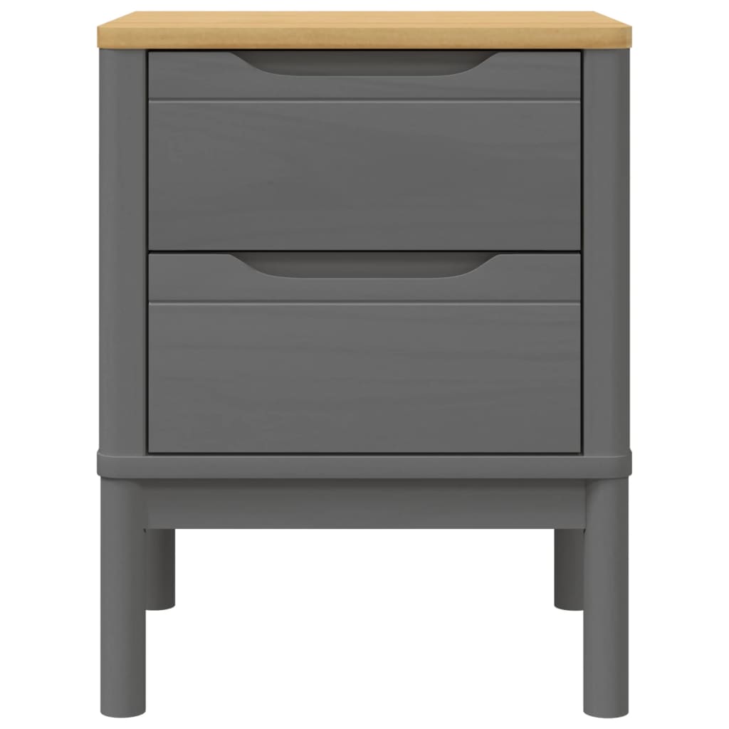 Solid Pine Bedside Cabinet FLORO in Grey, 45x39x57 cm