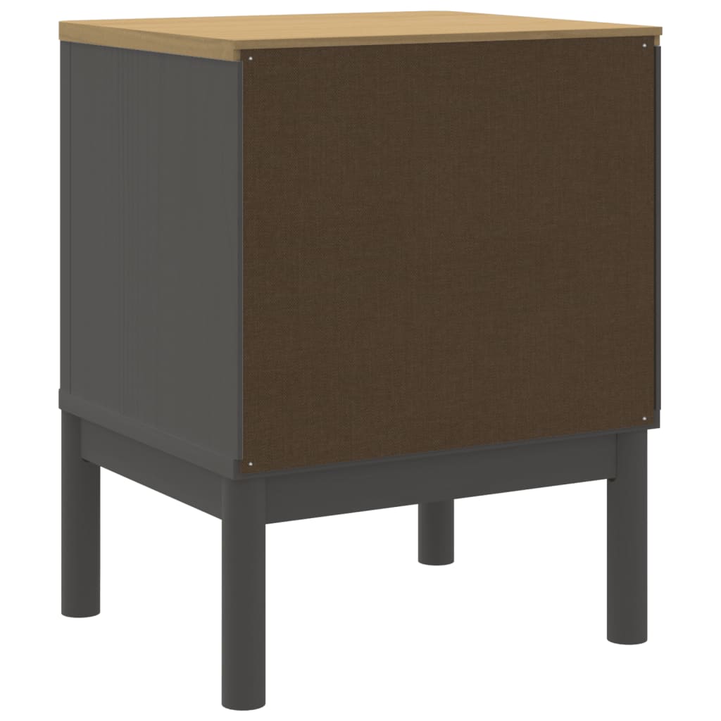 Solid Pine Bedside Cabinet FLORO in Grey, 45x39x57 cm