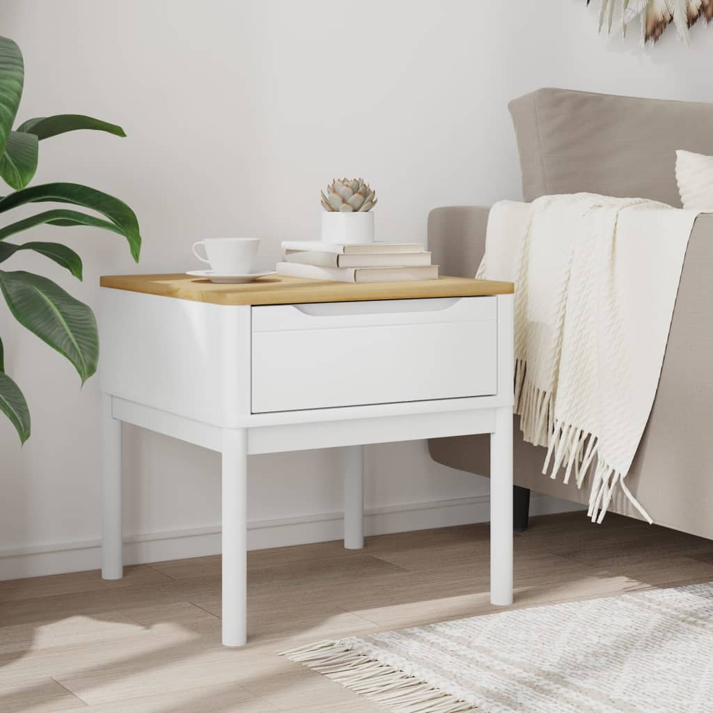 FLORO White Solid Pine Lamp Table 55x55x54 cm