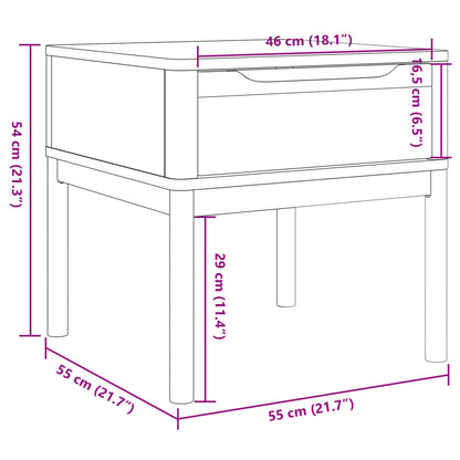 FLORO White Solid Pine Lamp Table 55x55x54 cm