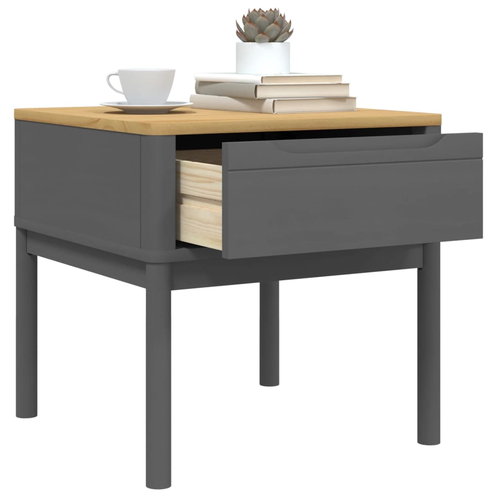 Solid Wood Grey Pine FLORO Lamp Table 55x55x54 cm