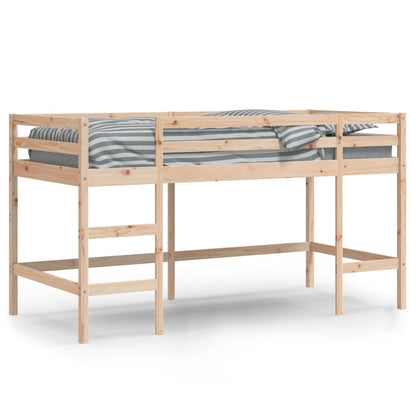 White Wood Kids' Loft Bed with Ladder, 80x200 cm, No Mattress