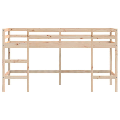 White Wood Kids' Loft Bed with Ladder, 80x200 cm, No Mattress