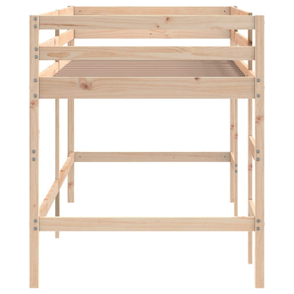 White Wood Kids' Loft Bed with Ladder, 80x200 cm, No Mattress