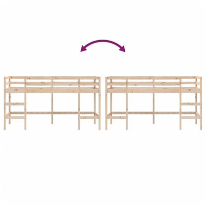 White Wood Kids' Loft Bed with Ladder, 80x200 cm, No Mattress